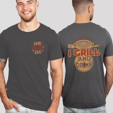 beer and bbq grill gray shirt